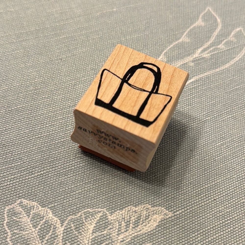 Wooden Handbag Rubber Stamp